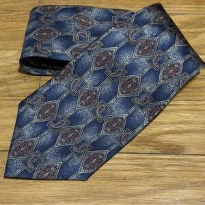 NEW Henry Grethel Classic Blue and Red Geometric Silk‎ Tie Perfect